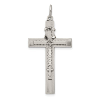 Silver Satin Antique Rosary Latin Cross Pendant at $ 34.29 only from Jewelryshopping.com
