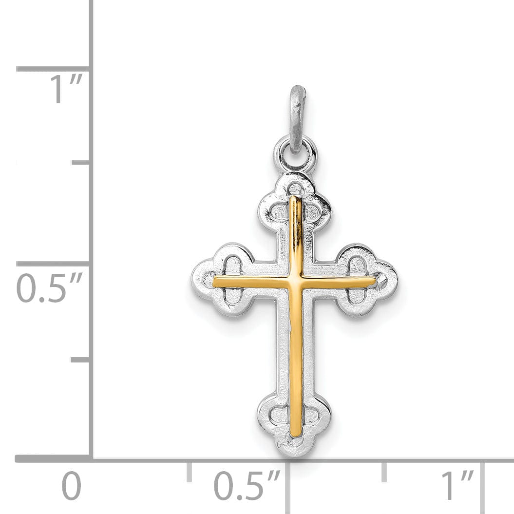 18k Gold Plated Sterling Silver Cross Charm