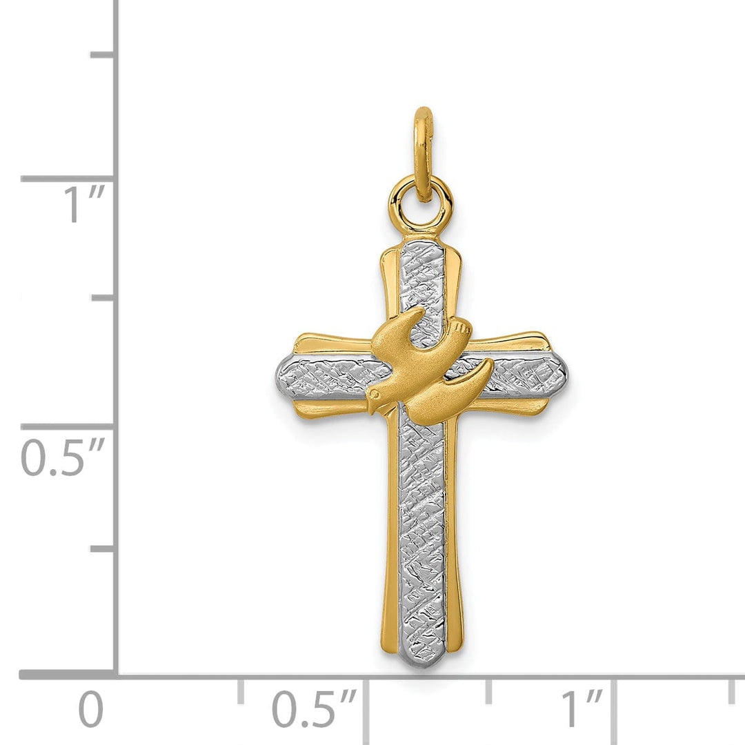 18k Gold -plated Sterling Silver Dove Cross Charm