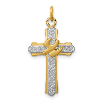 18k Gold -plated Sterling Silver Dove Cross Charm