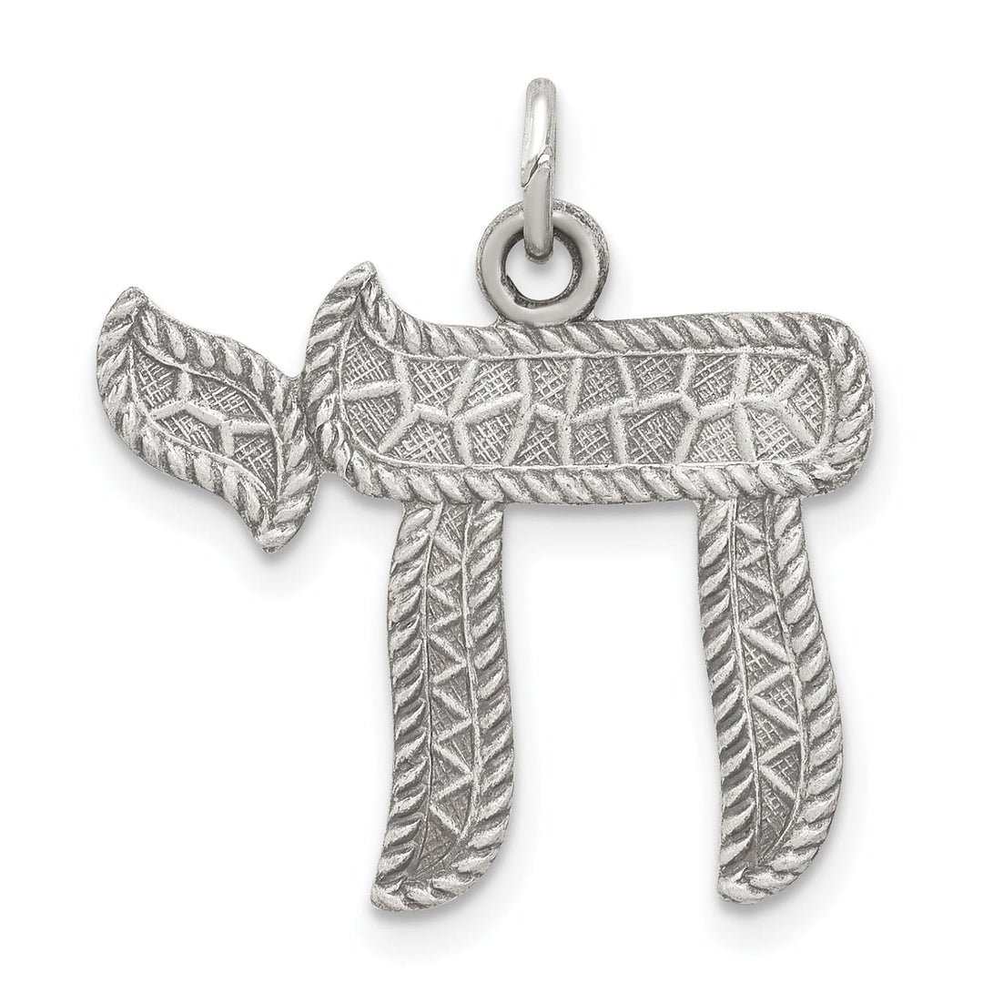 Sterling Silver Antiqued Chai Charm Pendant