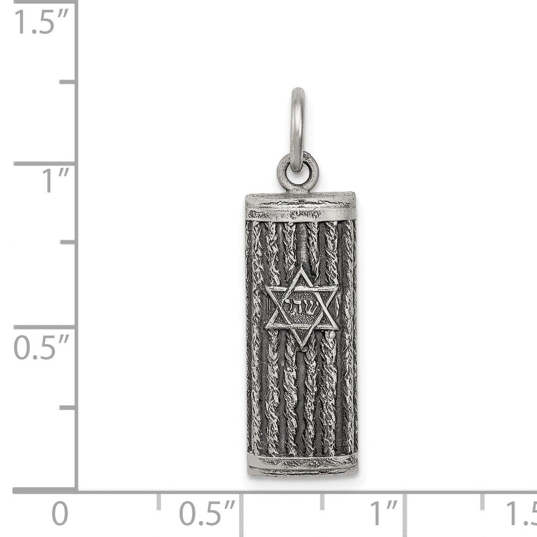 Sterling Silver Antiqued Mezuzah Pendant