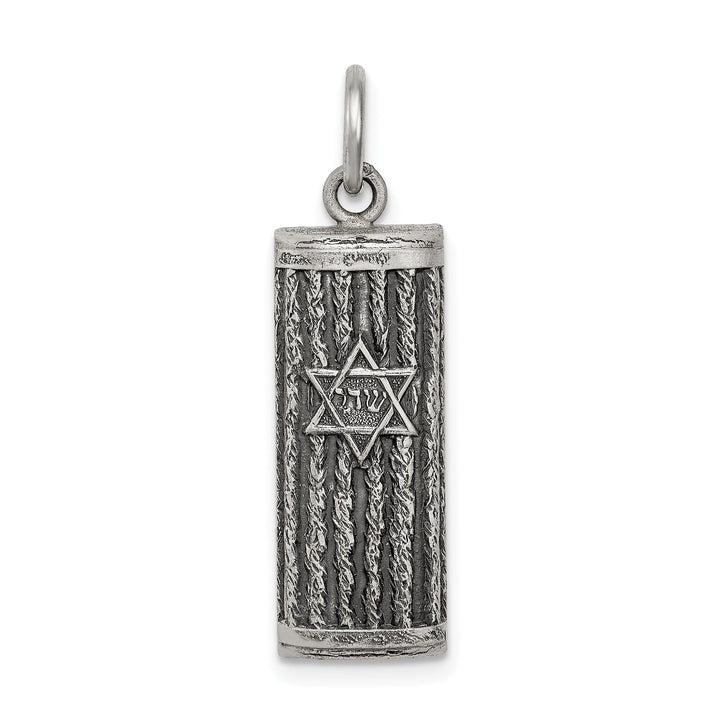 Sterling Silver Antiqued Mezuzah Pendant