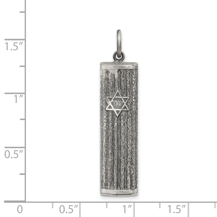 Sterling Silver Antiqued Mezuzah Pendant