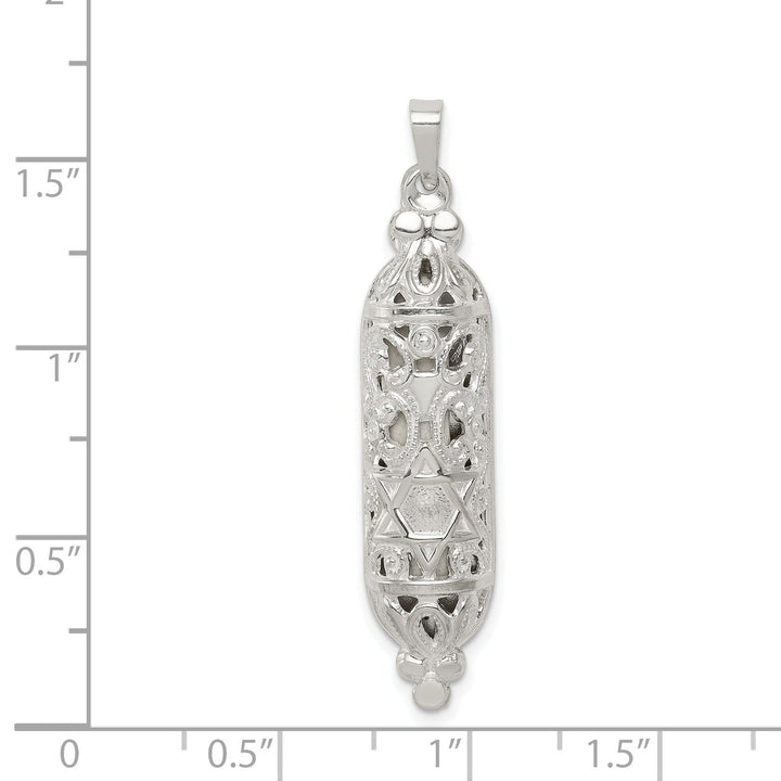 Sterling Silver Fancy Mezuzah Pendant