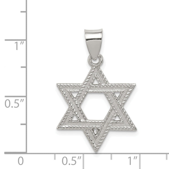 Sterling Silver Satin Star of David Charm Pendant