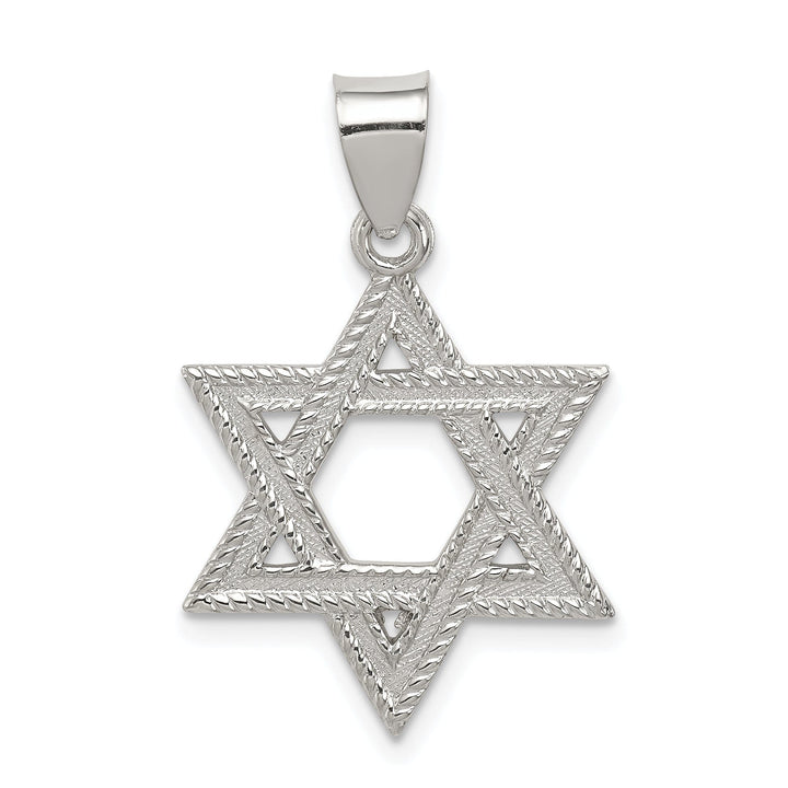 Sterling Silver Satin Star of David Charm Pendant