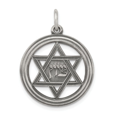 Silver Antiqued Star of David Disc Charm Pendant at $ 22.55 only from Jewelryshopping.com