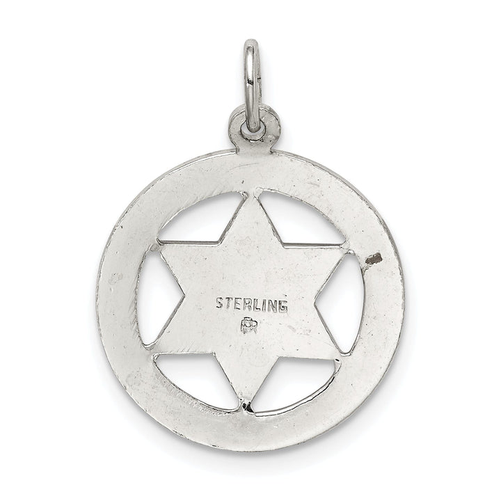 Sterling Silver Star of David Disc Charm Pendant