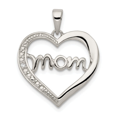Silver Polished CZ Open Back Heart MOM Pendant at $ 21.04 only from Jewelryshopping.com