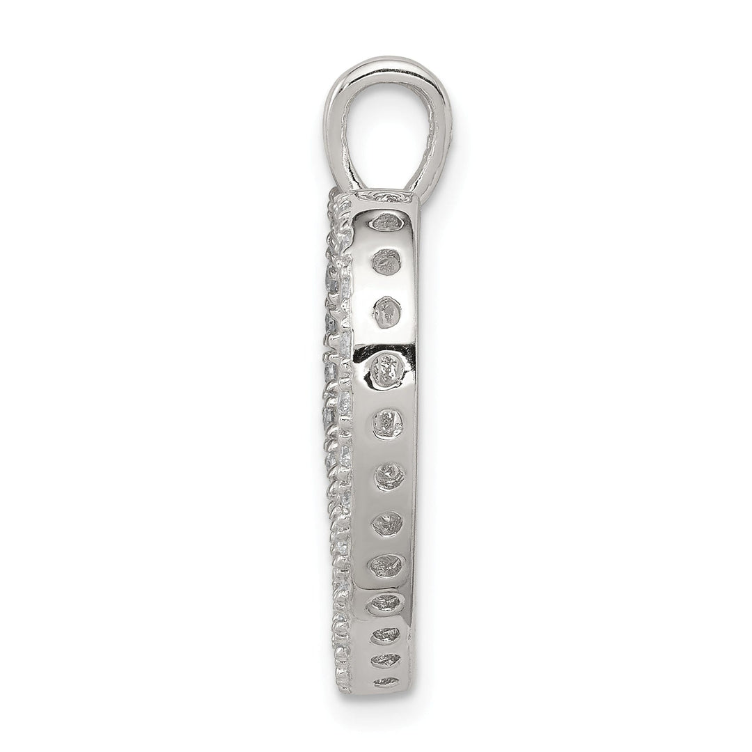 Silver Polished C.Z Open Back Heart MOM Charm