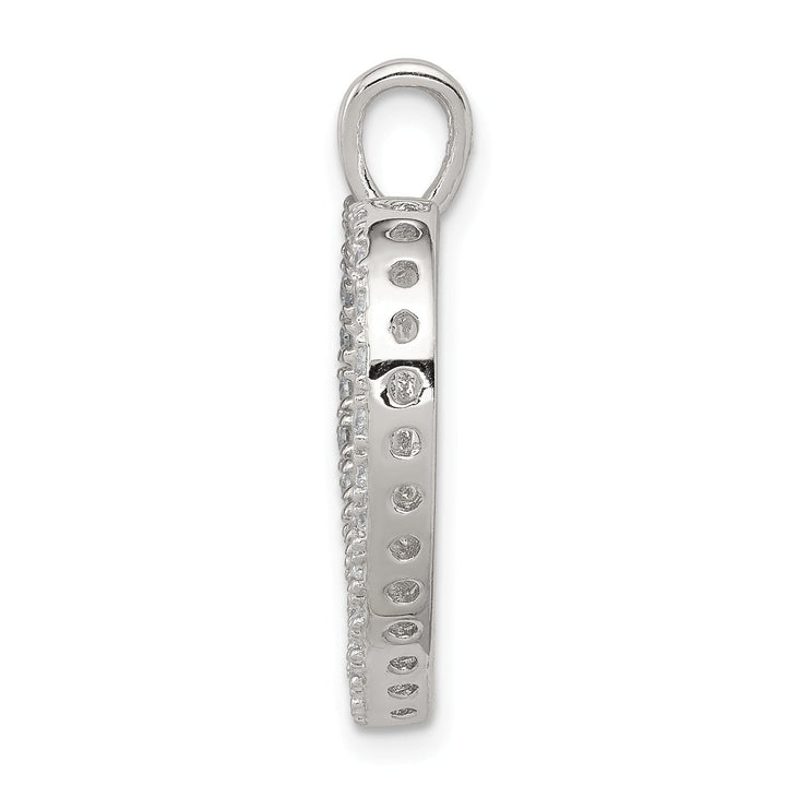 Silver Polished C.Z Open Back Heart MOM Charm