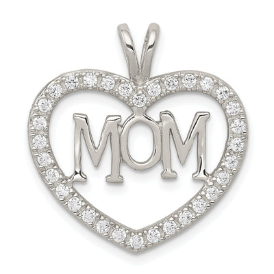 Silver Polished C.Z Open Back Heart MOM Charm at $ 36.92 only from Jewelryshopping.com
