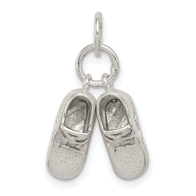 Sterling Silver Polished 3-D Baby Shoes Charm