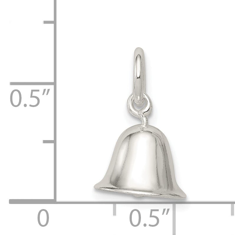 Sterling Silver Solid Moveable 3-D Bell Charm