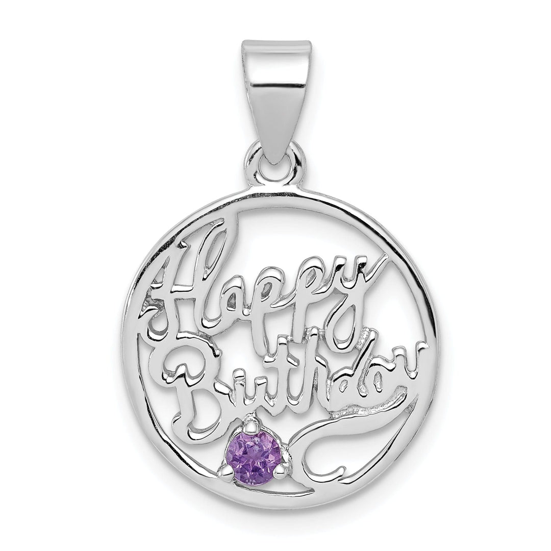 Sterling Silver Amethyst Happy Birthday Charm