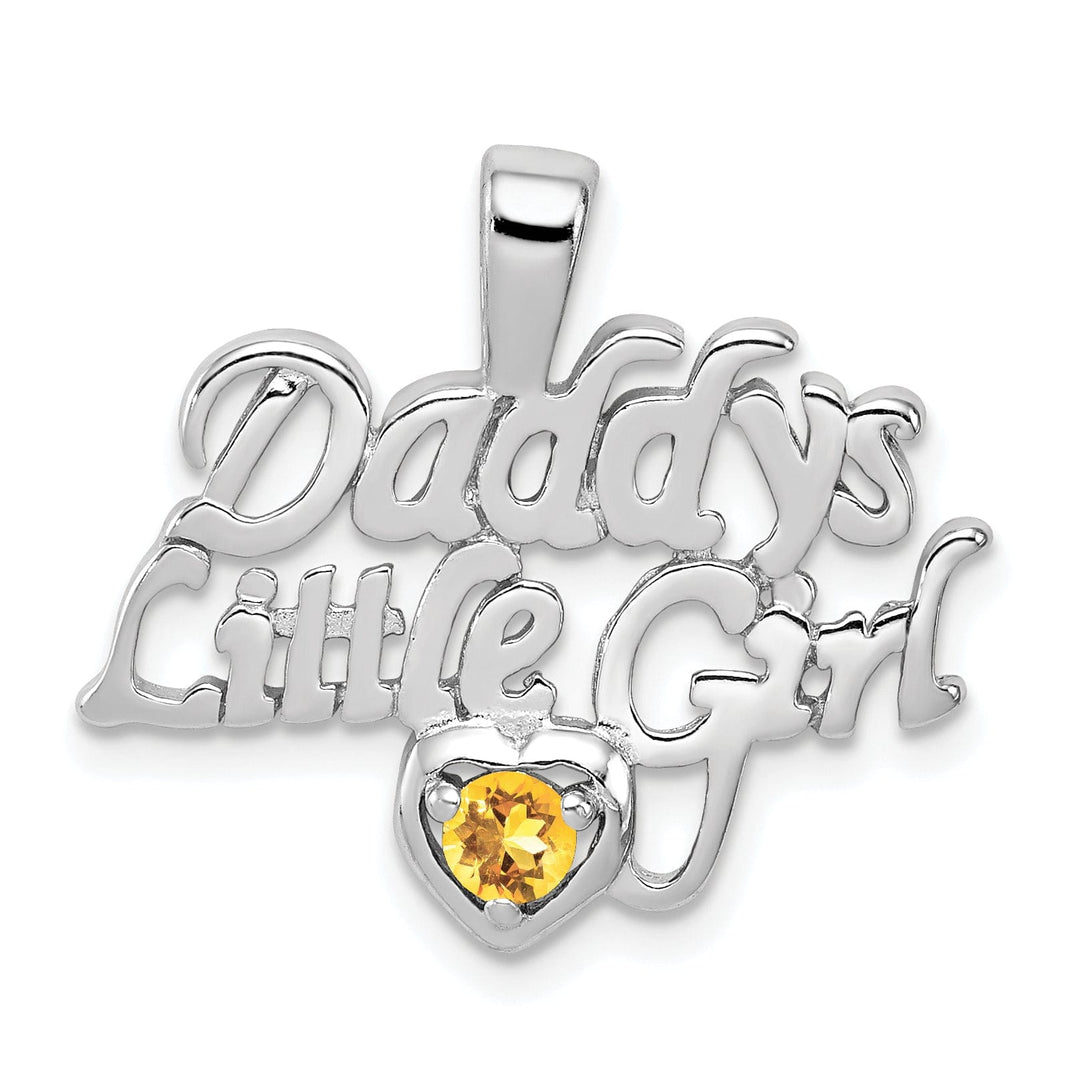 Silver Citrine Daddy's Little Girl Pendant
