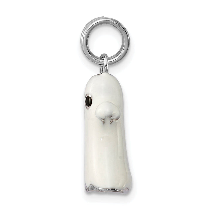 Sterling Silver White Enamel Ghost Pendant