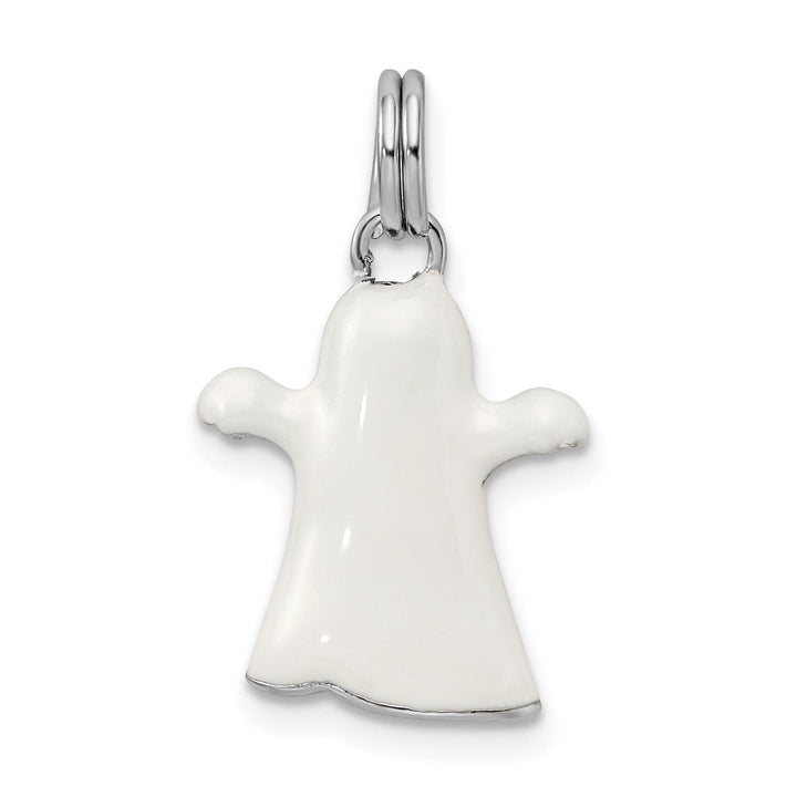 Sterling Silver White Enamel Ghost Pendant