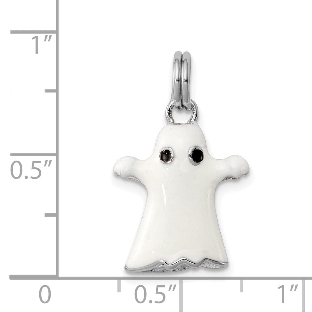 Sterling Silver White Enamel Ghost Pendant