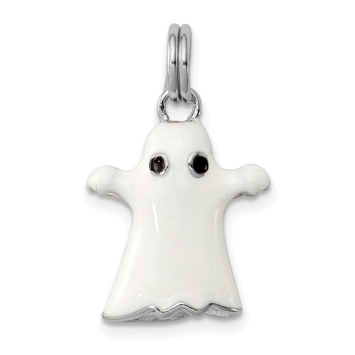 Sterling Silver White Enamel Ghost Pendant