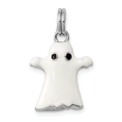 Sterling Silver White Enamel Ghost Pendant at $ 21.32 only from Jewelryshopping.com