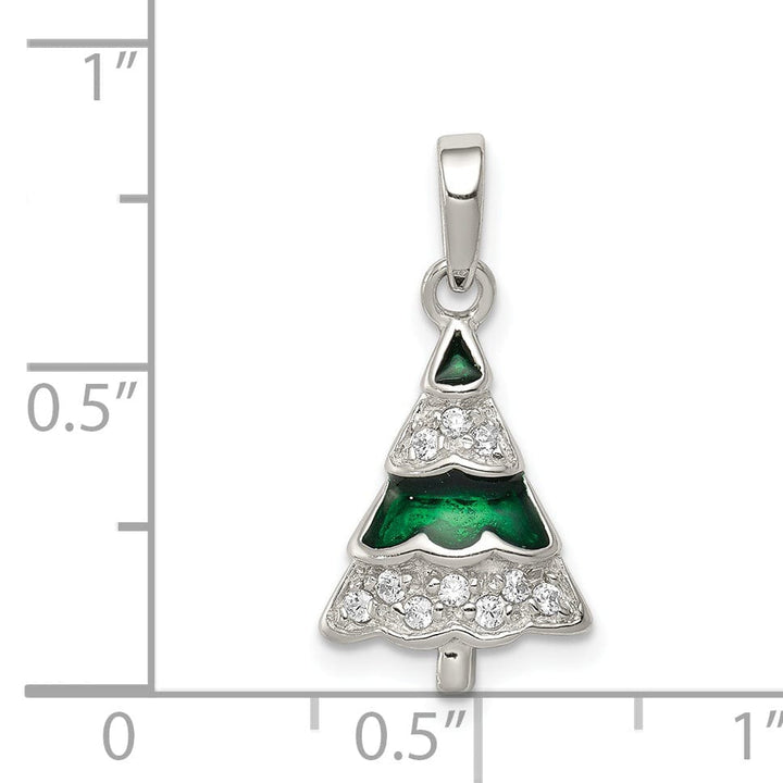 Silver Cubic Zirconia Christmas Tree Pendant