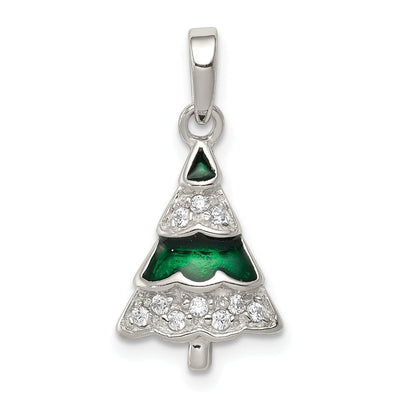 Silver Cubic Zirconia Christmas Tree Pendant at $ 15.12 only from Jewelryshopping.com