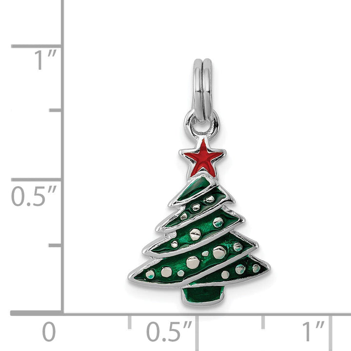 Sterling Silver Enamel Christmas Tree Pendant