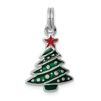 Sterling Silver Enamel Christmas Tree Pendant at $ 14.3 only from Jewelryshopping.com