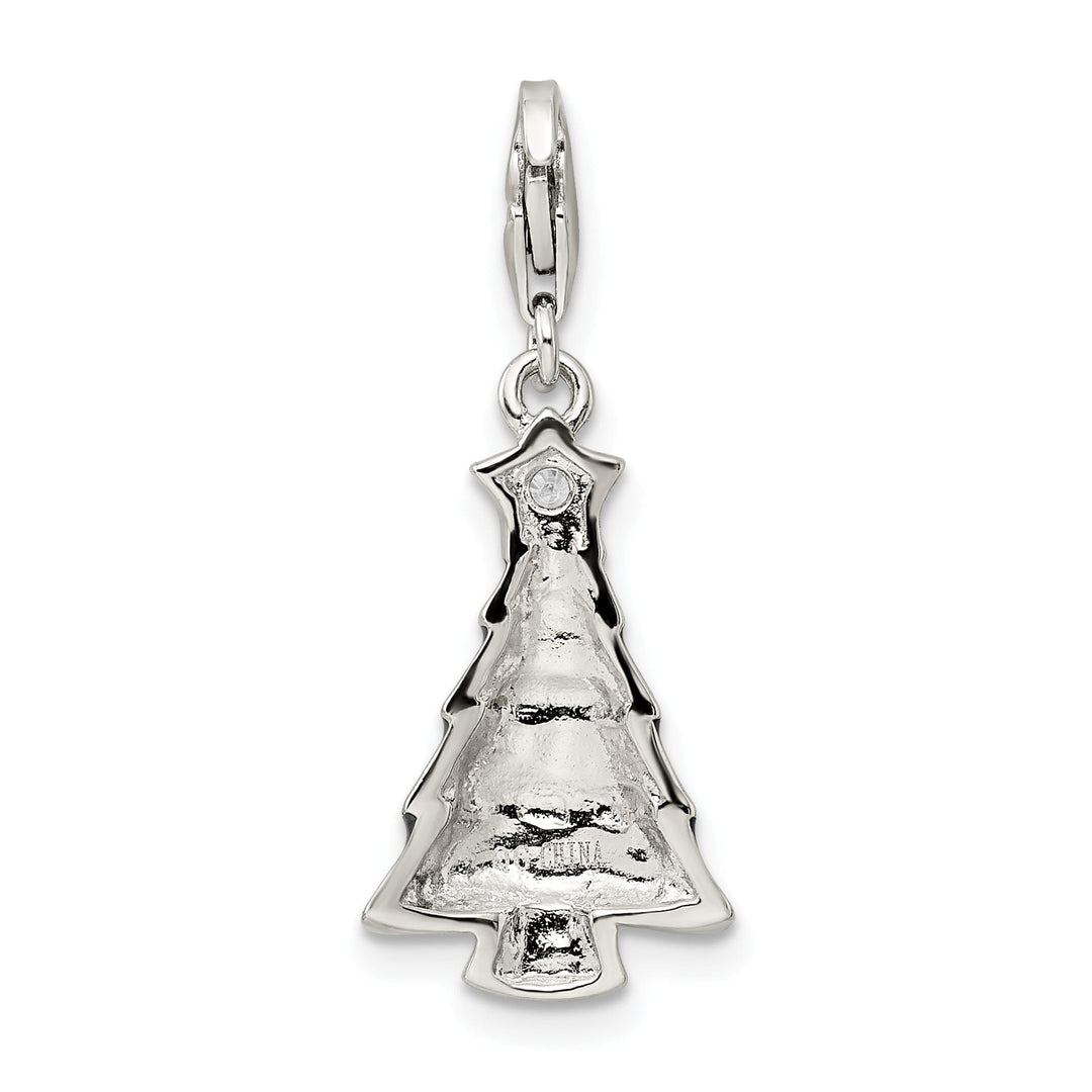 Silver C.Z Enameled Christmas Tree Pendant