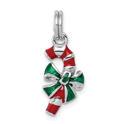 Sterling Silver Enamel Candy Cane Charm Pendant at $ 17.05 only from Jewelryshopping.com