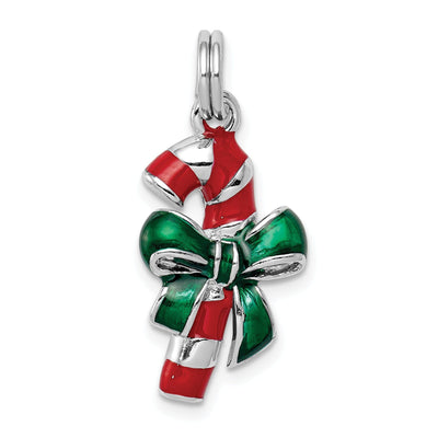 Sterling Silver Enamel Candy Cane Charm Pendant at $ 21.74 only from Jewelryshopping.com