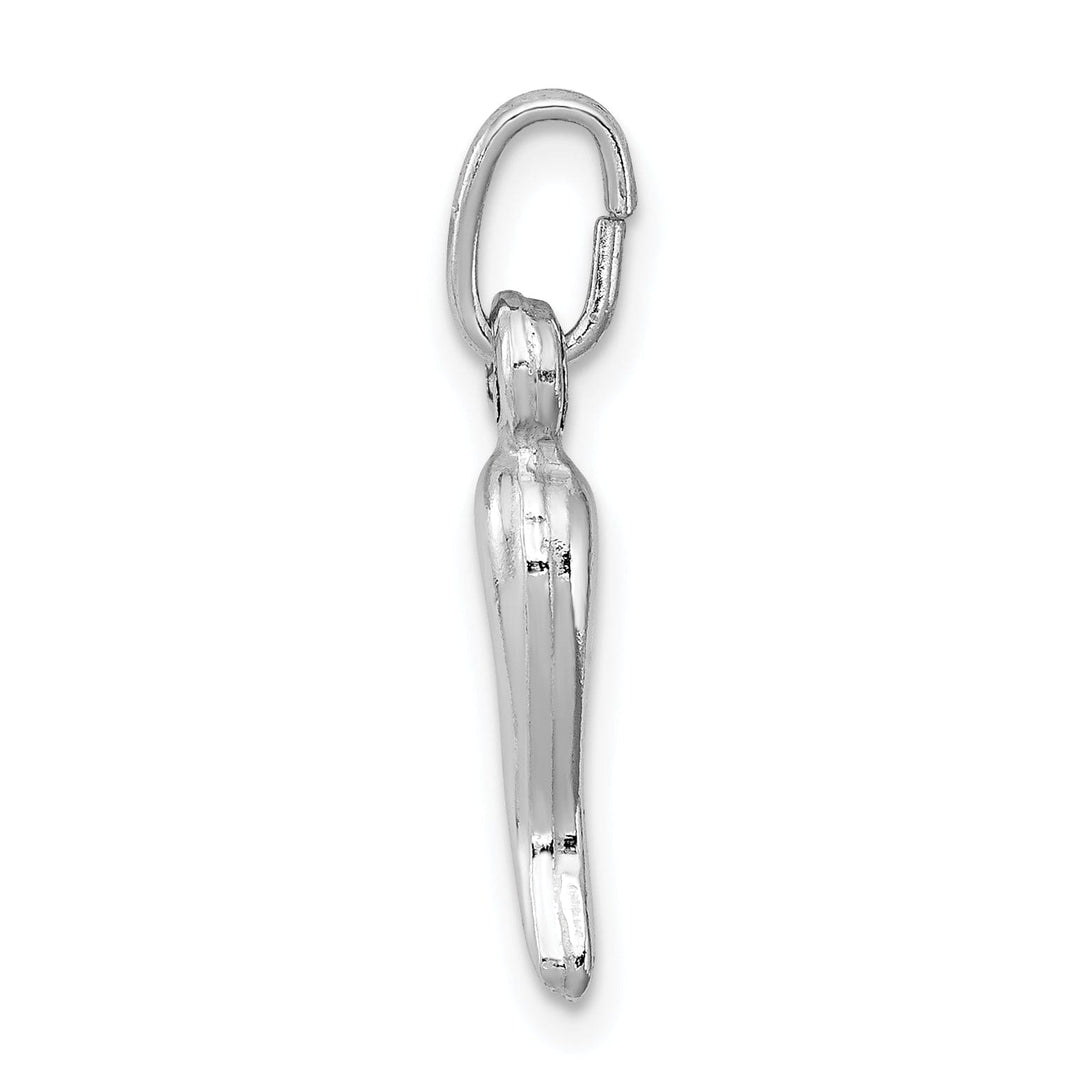 Solid Sterling Silver 3-D Italian Horn Charm