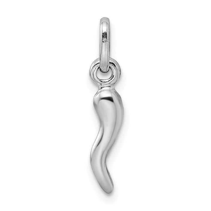 Solid Sterling Silver 3-D Italian Horn Charm