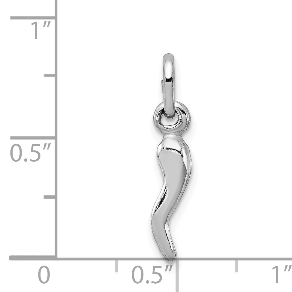 Solid Sterling Silver 3-D Italian Horn Charm