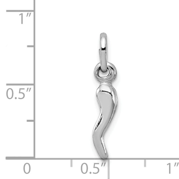 Solid Sterling Silver 3-D Italian Horn Charm