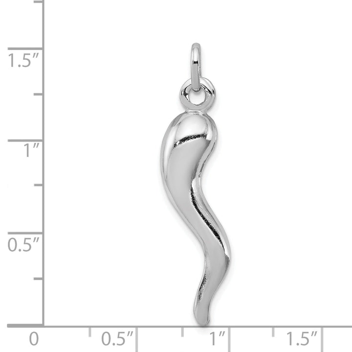 Sterling Silver Polished 3-D Italian Horn Charm