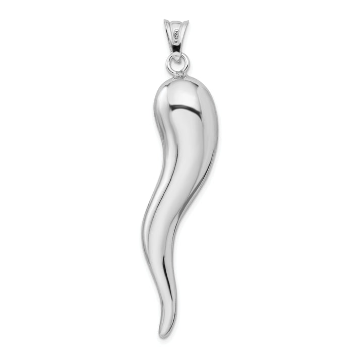 Sterling Silver Polished 3-D Italian Horn Charm
