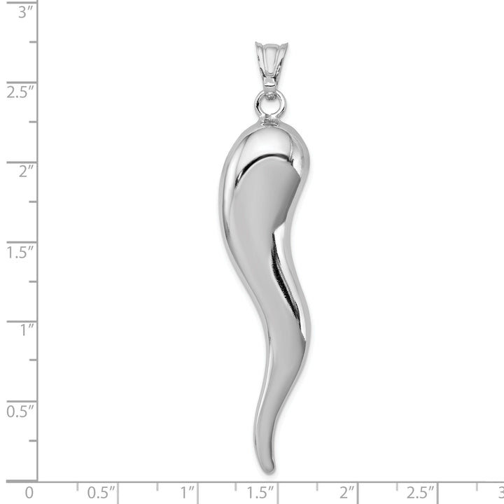 Sterling Silver Polished 3-D Italian Horn Charm