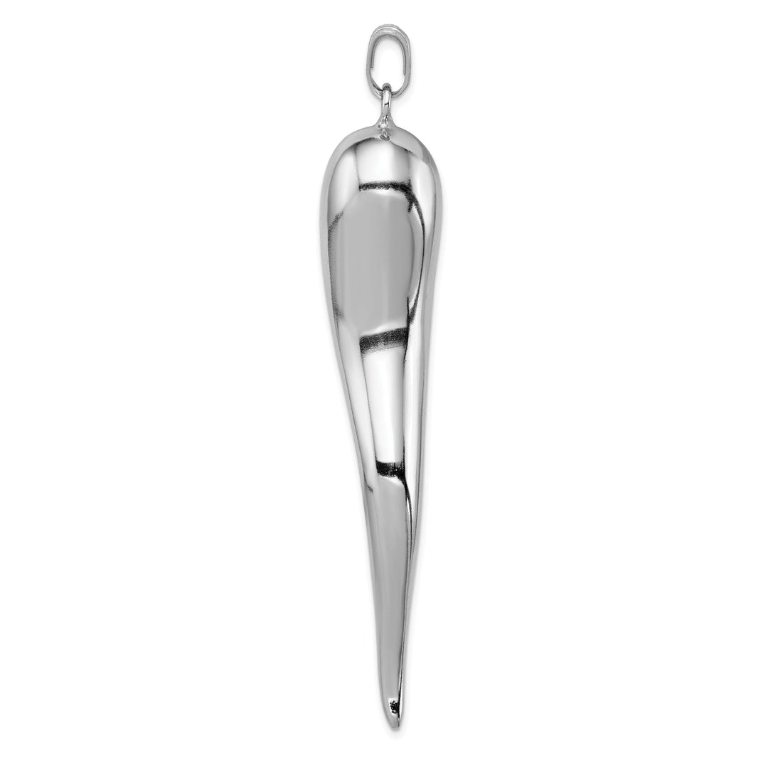 Silver Polished Finish 3-D Italian Horn Charm