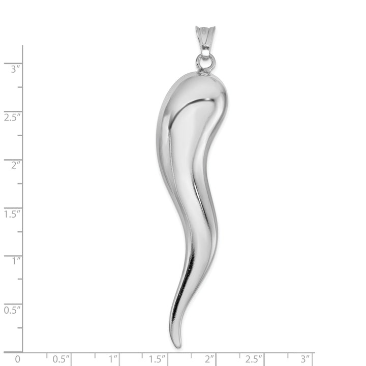 Silver Polished Finish 3-D Italian Horn Charm