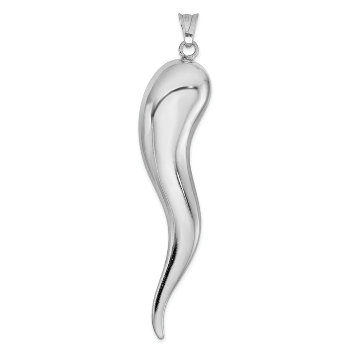 Silver Polished Finish 3-D Italian Horn Charm