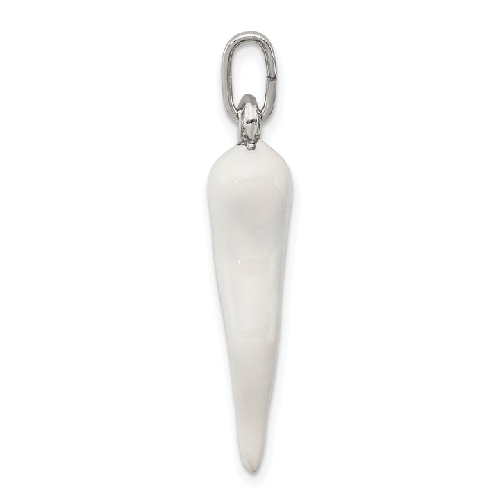 Silver 3-D White Enamel Italian Horn Charm