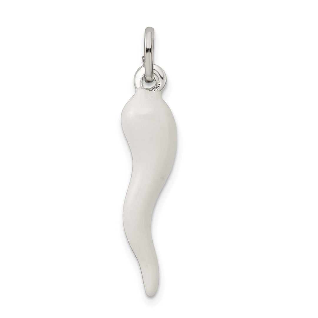 Silver 3-D White Enamel Italian Horn Charm