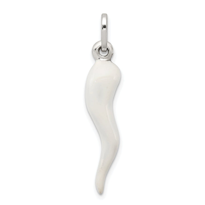 Silver 3-D White Enamel Italian Horn Charm