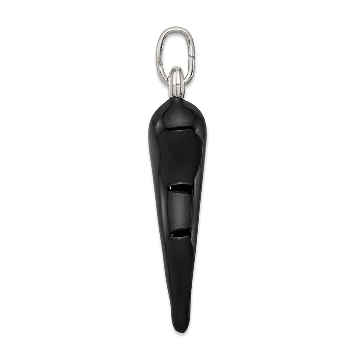 Silver 3-D Black Enamel Italian Horn Charm