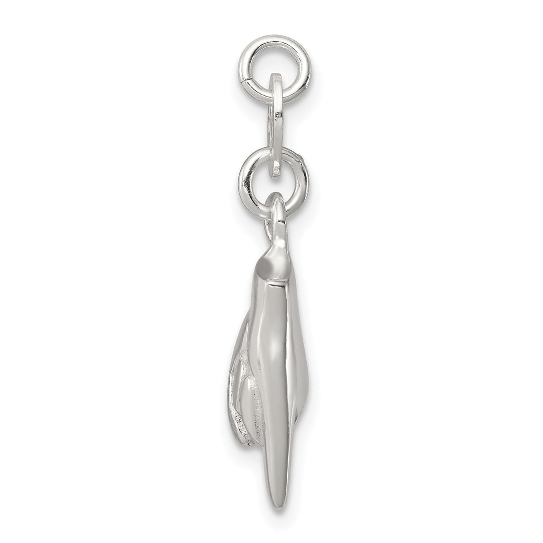 Silver Polished 3-D Rock On Good Luck Charm