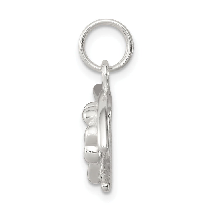 Silver Polished Four Leaf Clover Wishbone Charm