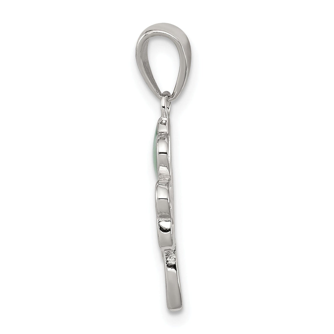 Silver Green Enameled Four Leaf Clover Charm